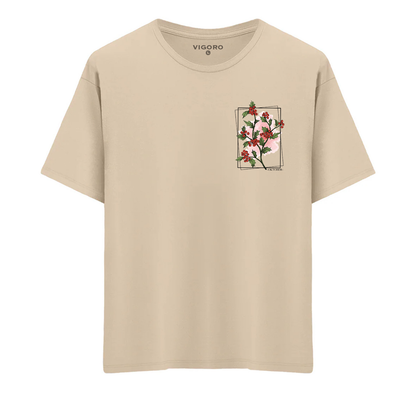 Oktober Crimson Bloom Regular Fit T-Shirt