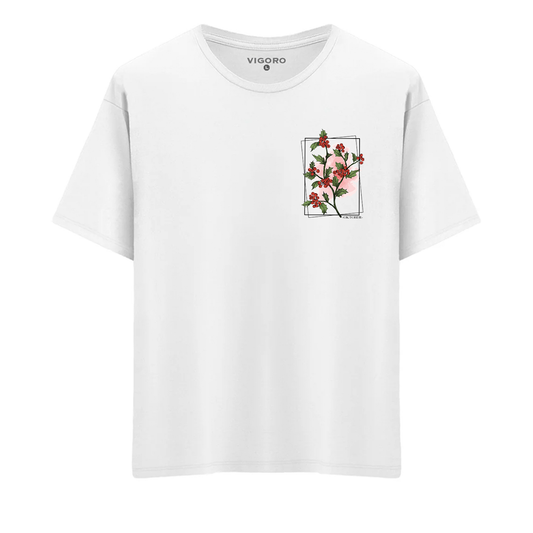 Oktober Crimson Bloom Regular Fit T-Shirt