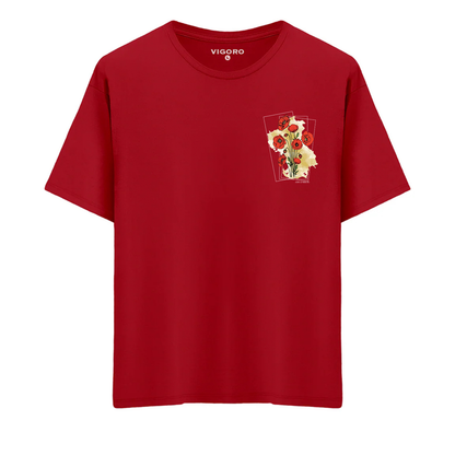 December Scarlet Bloom Oversize T-Shirt