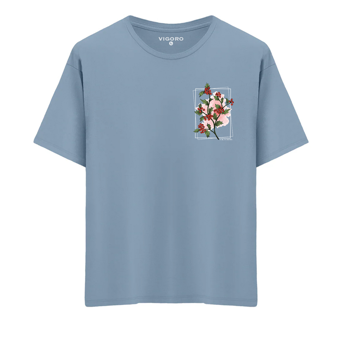 Oktober Crimson Bloom Regular Fit T-Shirt