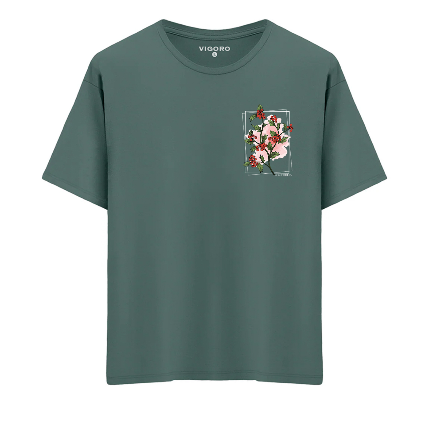 Oktober Crimson Bloom Oversize T-Shirt
